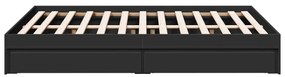 vidaXL Πλαίσιο Κρεβατιού με Συρτάρια Μαύρο 140x200 εκ Επεξεργ. Ξύλο
