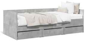 vidaXL Καναπές-Κρεβάτι με Συρτάρια Γκρι Σκυρ. 75x190 εκ. Επεξ. Ξύλο