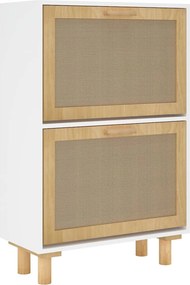 vidaXL Παπουτσοθήκη Λευκή 52x25x80 εκ Επεξεργασμένο Ξύλο&amp;Φυσικό Ρατάν