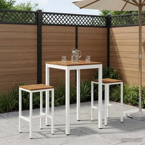 vidaXL Τραπέζι μπαρ κήπου Φυσικό και Λευκό 60 x 60,5 x 105 εκ