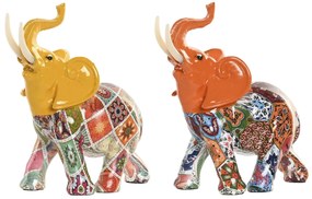 Διακοσμητική Φιγούρα Home ESPRIT Κίτρινο Πολύχρωμο Πορτοκαλί Ελέφαντας 16 x 7 x 17 cm (x2)