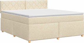 vidaXL Κρεβάτι box spring με στρώμα Κρεμ 160 x 200 cm Ύφασμα