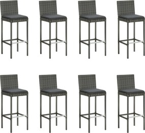 vidaXL Σετ Επίπλων Μπαρ Κήπου 9 Τεμαχίων Γκρι με Μαξιλάρια