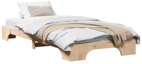 vidaXL Κρεβάτι Φυσικό Σκληρό ξύλο πεύκου 90 x 190 εκ. Εργονομικό