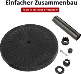 Costway Στρογγυλή Βάση Ομπρέλας Φ49cm με Σφιγκτήρα και Ανθεκτική Σιδερένια Ράβδο OP3888
