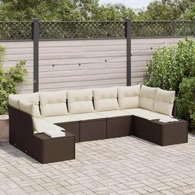 vidaXL Σετ Καναπέ Κήπου με μαξιλάρι 7 pcs Καφέ Πολυ ράταν