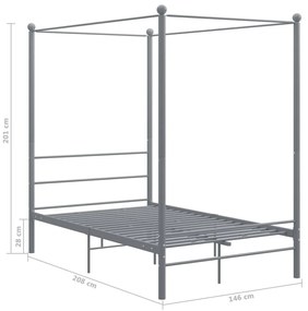 vidaXL Πλαίσιο Κρεβατιού με Ουρανό Γκρι 140 x 200 εκ. Μεταλλικό