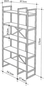 Βιβλιοθήκη Dusan Megapap χρώμα sepet oak 87,5x30x175εκ.