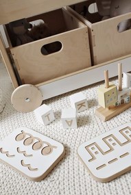 Ξύλινη Βιβλιοθήκη Montessori Τροχήλατη White + Natural  BabyWood