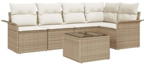 vidaXL Σετ Καναπέ Κήπου 6 pcs 242.5 x 132.5 x 85 εκ. Πολυ ράταν