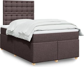 vidaXL Κρεβάτι Boxspring με Στρώμα Σκούρο Καφέ 120x200 εκ. Υφασμάτινο