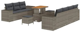 vidaXL Σετ Καναπέ Κήπου 10 pcs Γκρι συνθετικό ρατάν