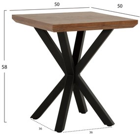 Τραπεζάκι σαλονιού Βοηθητικό C9471.02 MDF με Καπλαμά απο Ξύλο Καρυδίας 50x50x58Υεκ. 50x50x58 εκ.