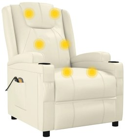 vidaXL Πολυθρόνα Μασάζ με Ανύψωση Κρεμ Λευκό από Συνθετικό Δέρμα