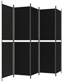 vidaXL Διαχωριστικό Δωματίου με 5 Πάνελ Μαύρο 250x200 εκ. από Ύφασμα
