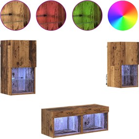 vidaXL Βάσεις τηλεόρασης Επιτοίχιο 4 pcs Παλιό Ξύλο Επεξεργασμένο ξύλο