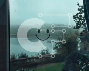 Intra Συλλεκτικό Ξύλινο Παζλ Plywood 4mm - Smiley Face σε ομιχλώδες παράθυρο με θέα στο νερό Σε Ξύλινο Κουτί - Διαστάσεις Puzzle: 10x10 cm – 25 κομμάτια