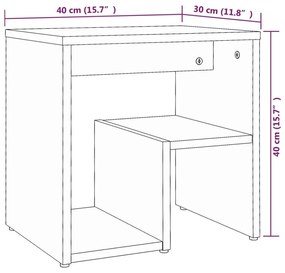 Κομοδίνα 2 τεμ. Καπνιστή Δρυς 40x30x40 εκ. Επεξεργασμένο Ξύλο - Καφέ