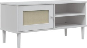 vidaXL Έπιπλο Τηλεόρασης SENJA Λευκό / Ρατάν 106x40x49 εκ. Μασίφ Πεύκο