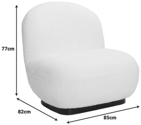 Πολυθρόνα Rosalie μπουκλέ ύφασμα σε κρεμ απόχρωση με μαύρη βάση 85x82x77εκ 85x82x77 εκ.