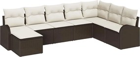 vidaXL Σετ Καναπέ Κήπου με μαξιλάρι 8 pcs Καφέ Πολυ ράταν