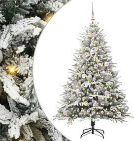vidaXL Artificial Christmas Tree with Flocked Snow 150 LED Θερμό λευκό