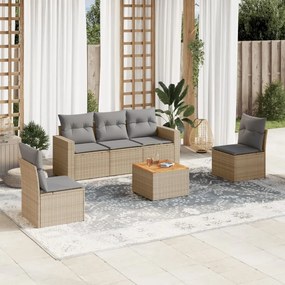 vidaXL Patio Sofa Set 5-θέσια Μίξη μπεζ και ανοιχτό γκρι