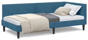vidaXL Κρεβάτι Γωνίας Μπλε 80 x 200 cm Βελούδο και Εργοστασιακό ξύλο