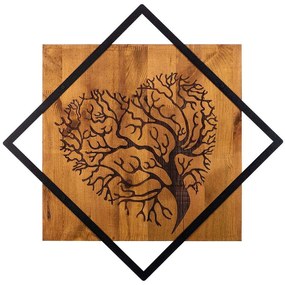 Διακοσμητικό Τοίχου Tree 899SKL2125 54x54cm Walnut-Black Wallity Μέταλλο,Ξύλο