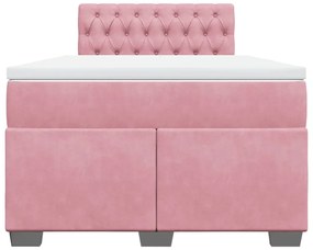 vidaXL Κρεβάτι Boxspring με Στρώμα Ροζ 120x190 εκ. Βελούδινο