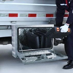 VEVOR Underbody Truck Box, 24&quot;×14&quot;×16&quot; Pickup Storage Box, Heavy Duty Aluminum Diamond Plate Tool Box with Lock and Keys, Waterproof Trailer Storage Box with T-Handle Latch for Truck, Van, Trailer