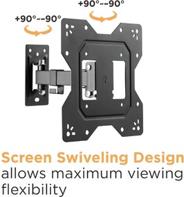 POWERTECH επιτοίχια βάση τηλεόρασης PT-1128, 23-43", έως 30kg, full motion