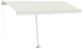 vidaXL Τέντα Συρόμενη Χειροκίνητη με LED Κρεμ 400 x 350 εκ.