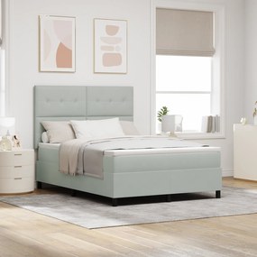 vidaXL Κρεβάτι με Στρώμα Light Grey 160x200 cm Βελούδο