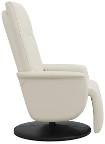 vidaXL Πολυθρόνα Μασάζ Ανακλινόμενη με Υποπόδιο Κρεμ από Συνθ. Δέρμα
