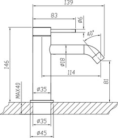 Cora Cosmo 6111 Rose Gold Brushed PVD - Μπαταρία νιπτήρα