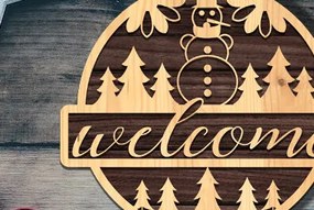 Σετ των 2 Intra απο ξύλο plywood 3mm-4mm πάχος - Χριστουγεννιάτικη πινακίδα υποδοχής πόρτας με λέιζερ Δίασταση 15x15 cm INTRAFABR-73114279