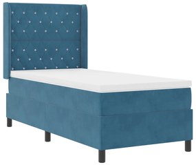 vidaXL Κρεβάτι Box Spring με Στρώμα Σκούρο Μπλε 100x200 εκ Βελούδο
