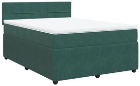 Κρεβάτι Boxspring με Στρώμα Σκούρο Πράσινο 160x200εκ. Βελούδινο - Πράσινο