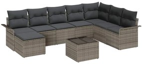 vidaXL Σετ Καναπέ Κήπου με μαξιλάρι 9 pcs Γκρι Πολυ ράταν