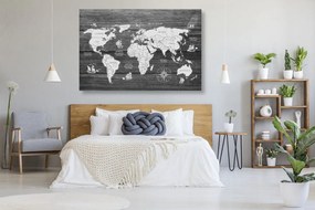 Εικόνα ασπρόμαυρο χάρτη σε ξύλο - 60x40