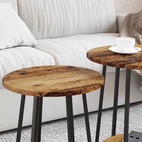 vidaXL Σετ βοηθητικά τραπεζάκια με ράφι 2 pcs Παλιό ξύλο και Μαύρο