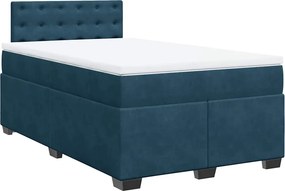 vidaXL Κρεβάτι Boxspring με Στρώμα Μπλε 120x200 εκ. Βελούδινο