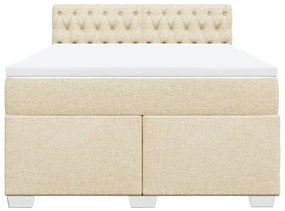 Κρεβάτι Boxspring με Στρώμα Κρεμ 140x190 εκ. Υφασμάτινο - Κρεμ