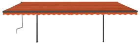 vidaXL Τέντα Συρόμενη Χειροκίνητη με Στύλους Πορτοκαλί / Καφέ 6x3,5 μ.