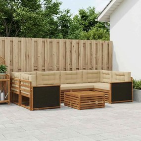 vidaXL Σειρά Καναπέ Εξωτερικού 7 pcs Φυσικό και Μπεζ Πολυεστέρας