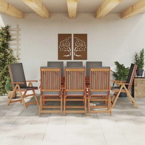 vidaXL Καρέκλα Κήπου 8 pcs Καφέ 57 x 71.5 x 104εκ Μασίφ ξύλο teak