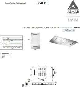 Almar Temptation E044110 XXL Dual Flow - Κεφαλή Οροφής Εντοιχισμού