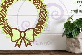 Intra απο ξύλο plywood 3mm-4mm πάχος - Χριστουγεννιάτικο στεφάνι δύο επιπέδων τέχνης τοίχου Δίασταση 40x50 cm INTRAFABR-82588470