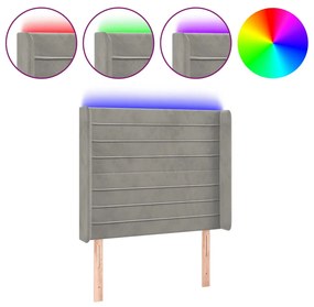 Κεφαλάρι Κρεβατιού LED Ανοιχτό Γκρι 93x16x118/128εκ. Βελούδινο 3124224